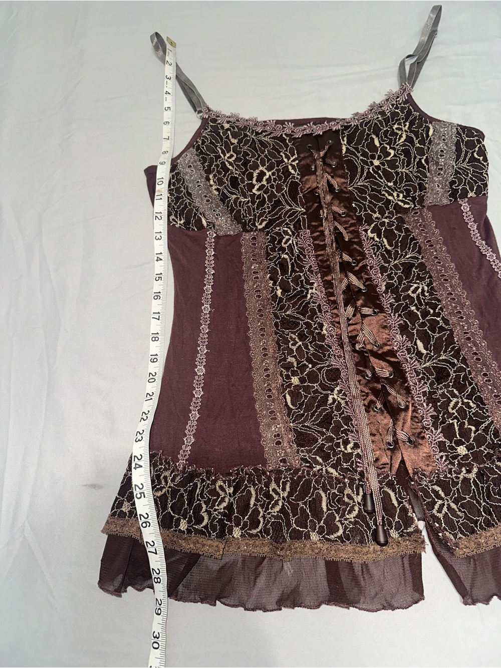 Pretty Angel Women’s L Y2K Fairy Bohemian Lace Corset Tank Grunge Whimsy Goth - Picture 9 of 12